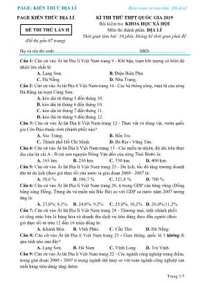 Đề thi thử THPT Quốc gia môn Địa lý năm 2019 lần II - Page Kiến thức Địa lý